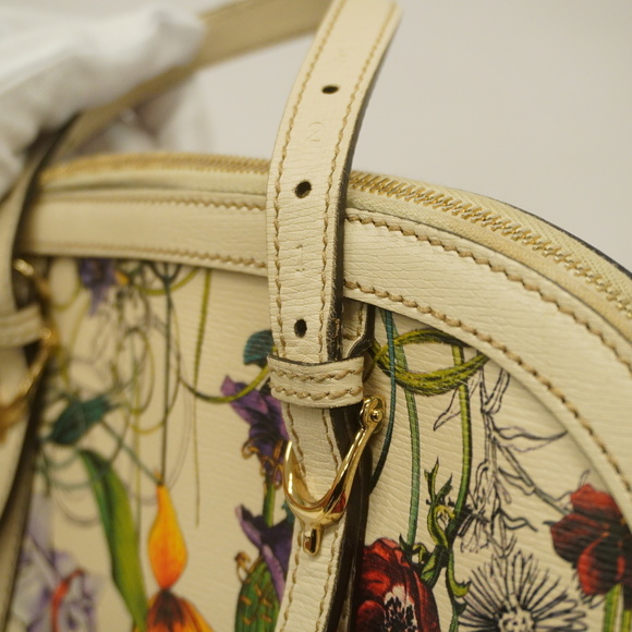 Auth Gucci Flora 2way Bag 309617 Women's Leather Boston Bag,Shoulder Bag Ivory - Picture 10 of 16